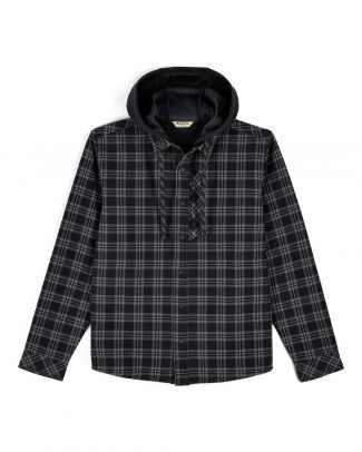 Simms Coldweather Hooded Shacket Wakemup Plaid - Black
