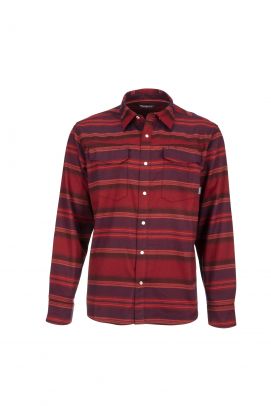 Simms Gallatin Flanel Shirt - Auburn Red Stripe